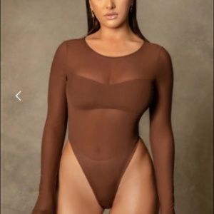 Meshki brown sheer bodysuit